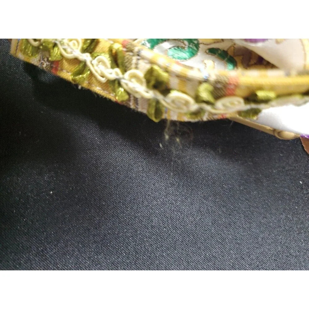 Mademoiselle by Spencer and Rutherford Satin Beaded Floral Handbag Purse Vntg
